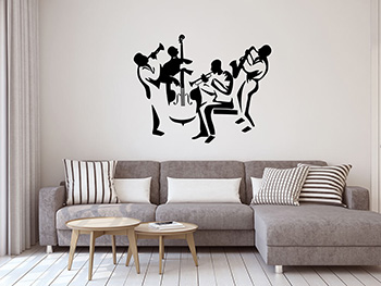 Sticker perete decorativ Jazz Band, Folina, negru, 120x98cm