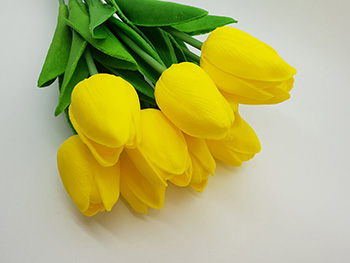 Lalele artificiale galbene, buchet cu 7 flori, 30 cm înălţime lalele-artificiale-galbene-8030