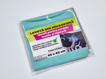 Set 5 lavete din microfibră ideale pentru suprafețele sensibile -  lentile, ecrane, bijuterii și veselă, 40x40 cm
