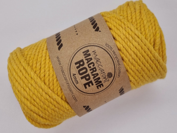 Macrame Rope, fire răsucite de 4 mm, galben