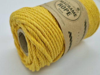 Macrame Rope, fire răsucite de 4 mm, galben