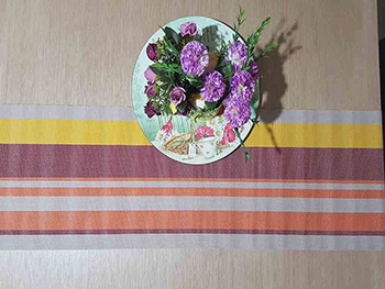 Napron masă Dora, Folina, gri cu dungi portocalii, 30 x 135 cm
