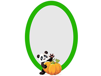 Oglindă decorativă Urs Panda, Folina, oglindă acrilică, ovală, 50 cm