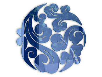 Oglindă decorativă Waves, Folina, culoare albastră, dimensiune oglindă 50 cm