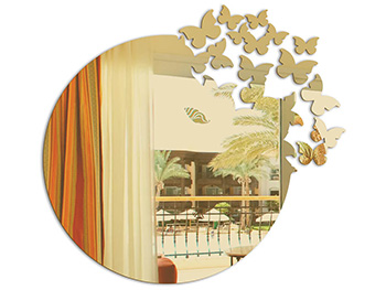Oglindă decorativă Butterfly Rise, Folina, din oglindă acrilică aurie, dimensiune oglindă 50 cm