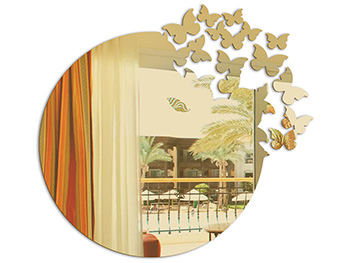 Oglindă decorativă Butterfly Rise, Folina, din oglindă acrilică aurie, 50 cm oglinda-decorativa-aurie-butterfly-rise-6657