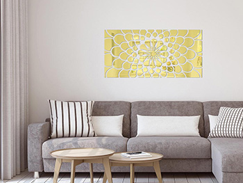 Oglindă decorativă aurie Carla, decoraţiune perete din oglindă acrilică aurie,100x50 cm