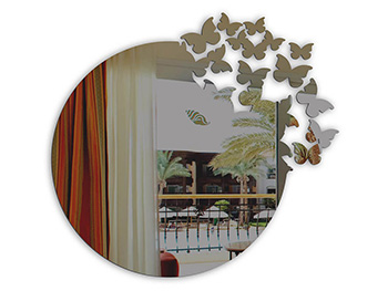 Oglindă decorativă Butterfly Rise, Folina, din oglindă acrilică gri, dimensiune oglindă 50 cm