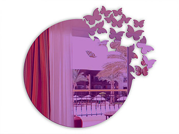 Oglindă decorativă Butterfly Rise, Folina, din oglindă acrilică mov, dimensiune oglindă 50 cm oglinda-decorativa-mov-butterfly-rise-2382