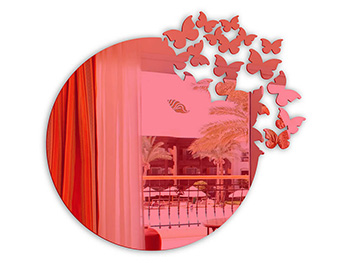 Oglindă decorativă Butterfly Rise, Folina, din oglindă acrilică roșie, dimensiune oglindă 50 cm