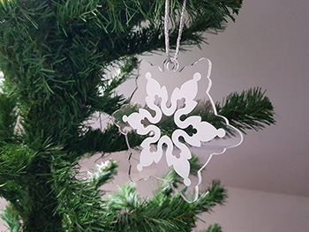 Ornament brad fulg alb - set 12 bucăţi