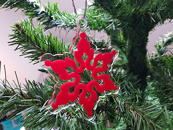 Ornament brad fulg roşu - set 12 bucăţi