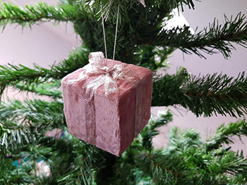 Ornament pluşat roz Cutie cadou