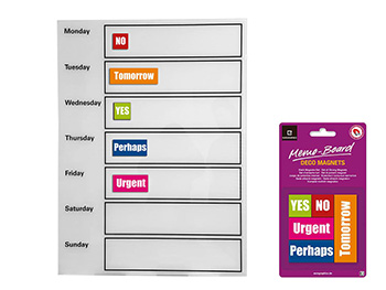 Pachet Tablă magnetică cu magneţi mesaje My Week