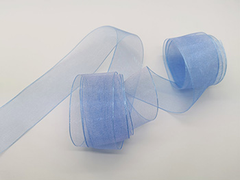 Panglică organza bleu 4 cm x 10 metri, pentru ambalare cadouri, aranjamente, decoruri tematice şi handmade