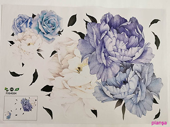Stickere flori, Folina, decor flori albastre 