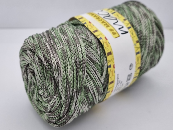 PP Macrame XL, şnur colorat, melanj in nuante de gri-verde