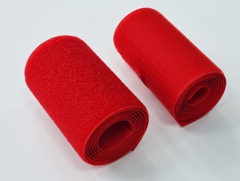 Set bandă arici, Velcro fără adeziv, benzi Hook and Loop, set bandă cu scai și puf ideală pentru cusut, role cu lățimea de 10cm - culoarea roșie
