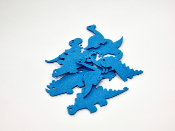 Set 10 decorațiuni creative din fetru albastru cu dinozauri pentru activități craft, Folina, pâslă cu grosime de 3 mm, diverse culori