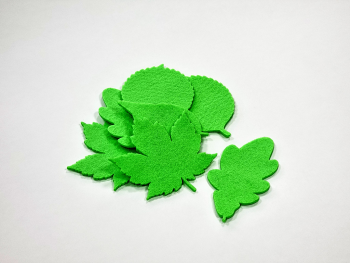 Set 10 decorațiuni creative din fetru verde cu frunze pentru activități craft, Folina, pâslă cu grosime de 3 mm, diverse culori