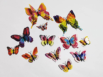 Set 12 stickere 3D Fluturi multicolori