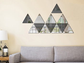 Set 12 stickere oglindă triunghiuri argintii şi gri