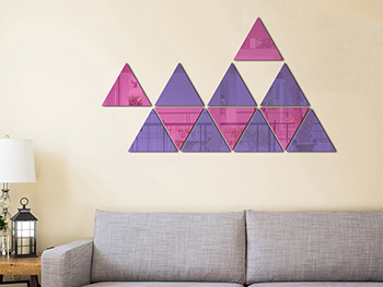 Set 12 stickere oglindă triunghiuri roz şi mov