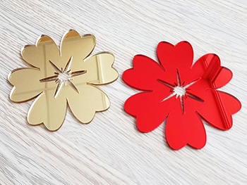 Set 2 stickere oglindă Floare, Folina, auriu și roșu, dimensiune sticker 10 cm