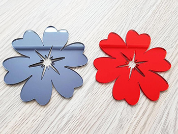 Set 2 stickere oglindă Floare, Folina, roșu și gri, dimensiune sticker 10 cm