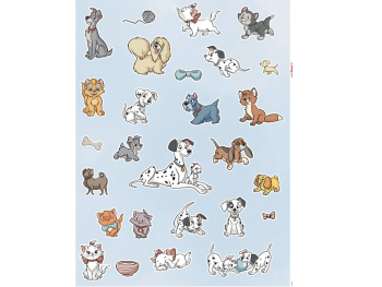 Set 27 stickere Disney Cats and Dogs, Komar, planşă de 50x70 cm