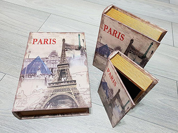 Set 3 cutii decorative din lemn, Folina, model Paris