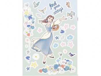 Stickere prinţesa Disney Belle, Komar, planşă de 50x70 cm