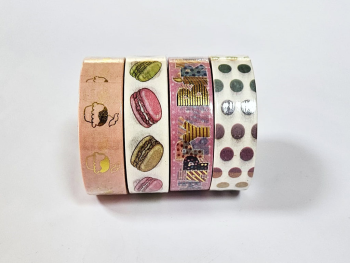 Set 4 role washi tape, benzi adezive colorate