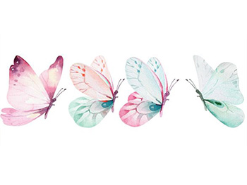 Set 4 stickere fluturi, Folina, în culori pastel