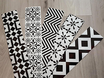 Set 5 borduri autoadezive Black Design, motive geometrice negre, role de 10x100