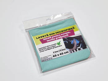 Set 5 lavete din microfibră ideale pentru suprafețele sensibile -  lentile, ecrane, bijuterii și veselă, dimeniune mare 40x40 cm, seturile conțin culori aleatorii