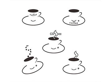 Set 5 stickere decorative Ceşti cafea, maro