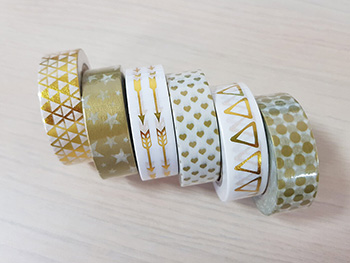 Set 6 Washi Tape Gold design, Folina, cu modele aurii