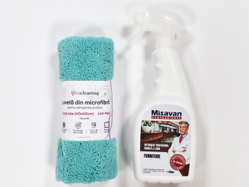 Set detergent profesional pentru mobilă și lemn Misavan Furniture 750ml si lavetă pentru mobilier