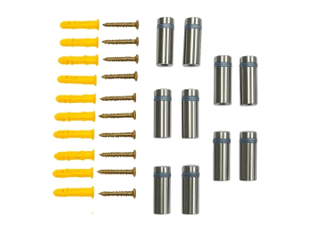 Set 10 distanțiere inox 12x25 mm + 10 șuruburi cu diblu – prindere panouri, plăcuțe și semnalistică