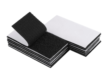 Set 10 dreptunghiuri Velcro cu adeziv, sistem Hook and Loop, arici autoadeziv, 5x10 cm - culoarea neagră