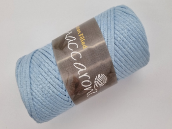Snur din bumbac, Maccaroni Cotton Cord bleu, 3 mm grosime