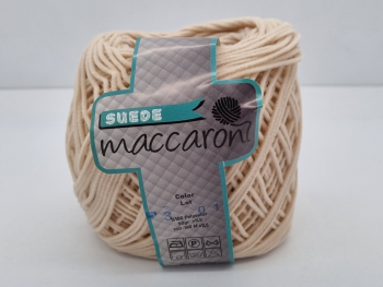 Snur catifelat crem, Maccaroni Suede, pentru tricotat si crosetat