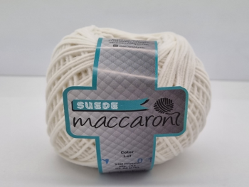 Snur catifelat alb, Maccaroni Suede, pentru tricotat si crosetat