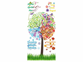 Sticker 4 anotimpuri, Folina, pentru copii, multicolor, planșă mare de  200x95 cm, racletă de aplicare inclusă