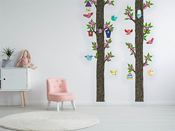 Sticker perete, Folina, Copaci şi păsări , 250 cm