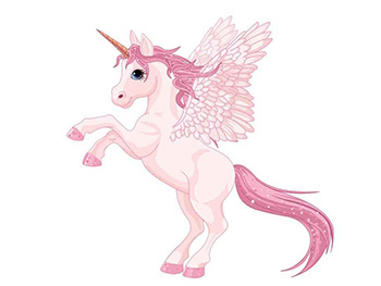 Sticker Unicorn roz, decoraţiune perete cameră fetiţă, 50 cm