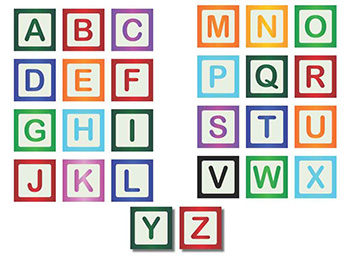 Sticker Alfabet, Folina, model litere în pătrate, multicolor