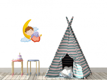 Sticker perete, băiat dormind pe lună, Folina 50 cm, racletă de aplicare inclusă. sticker-baiat-dorming-pe-luna-folina-50cm-1-2609