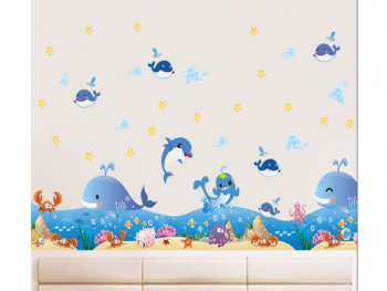Sticker baie, bordură decorativă cu peisaj marin, 25x140 cm